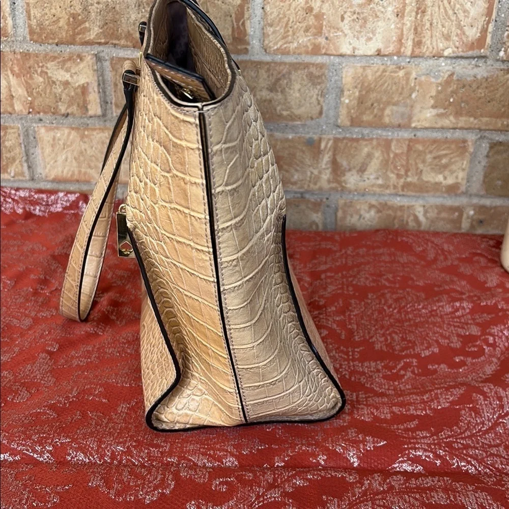 Kate Spade Beige Crocodile Embossed Bag